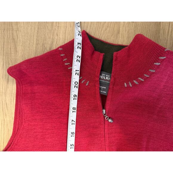 Vintage Woolrich Womens Large Cardigan Sweater Vest Holly Classic Red L - Picture 3 of 8